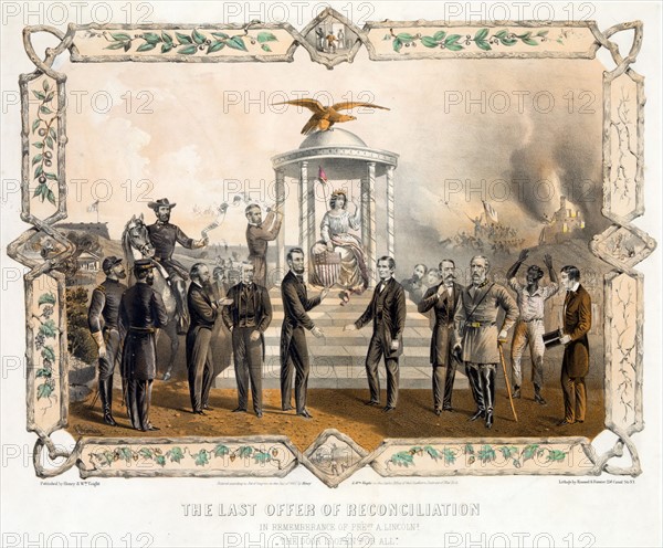 Sentimentalized allegory of the reconciliation of the North and South after Civil War