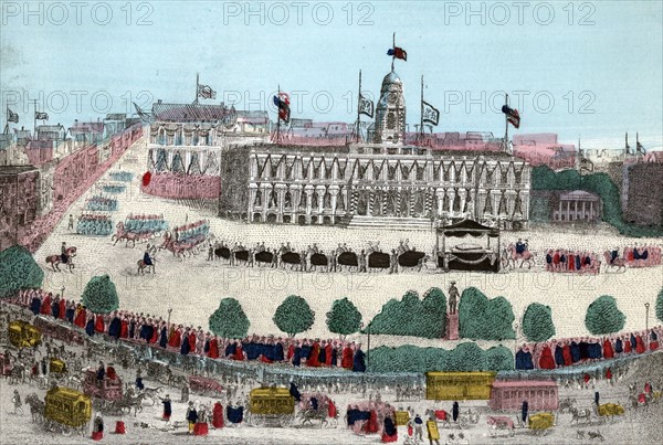 The funeral car and procession for President Lincoln