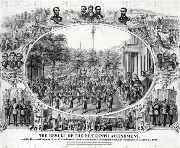 Commemorative print of the Fifteenth Amendment