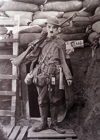 Charlie Chaplin in his biggest hit and one of the biggest of all time, Shoulder Arms, 1918.