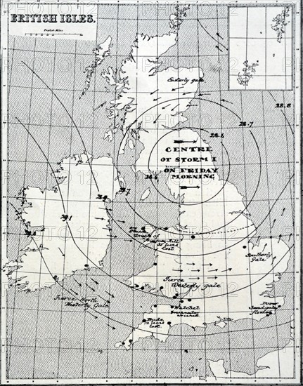 Chart Recording the Cyclonic Character of Friday's Gale