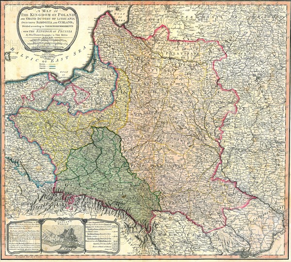 Map of the Partition of the Kingdom of Poland and the Grand Duchy of Lithuania.