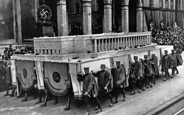 Photograph of Nazis Carrying Model of Munich Art Museum