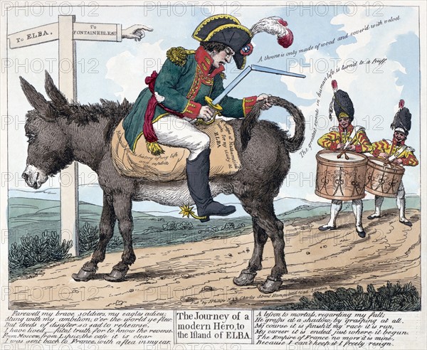 Engraving of Napoleon's exile to Elba