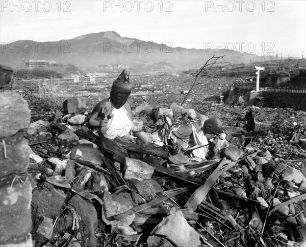 Photograph of a Destroyed Nagasaki Temple