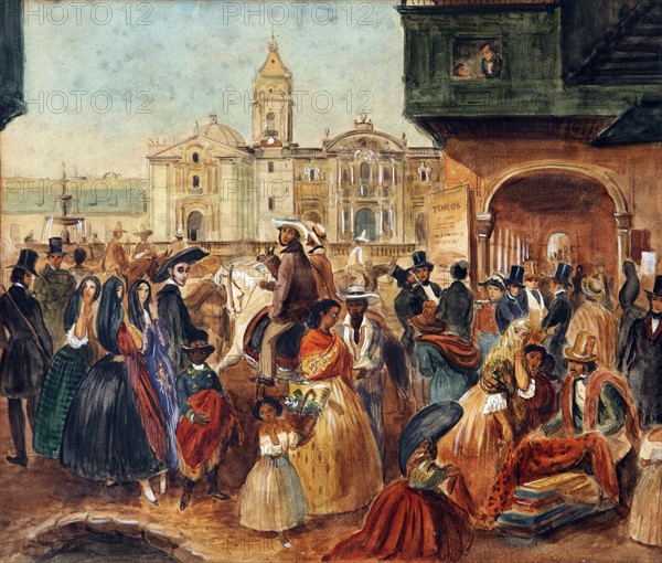 Study for Lima’s Main Square by Johann Moritz Rugendas; (1802–1858)