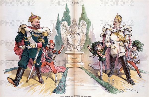 Alexander III, labelled 'Russia', looking at Wilhelm II, labelled 'Germany'