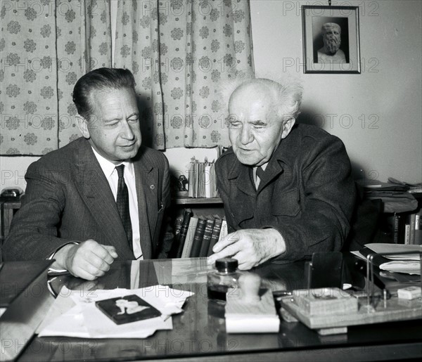Photograph of Mr. Dag Hammarskjöld and Prime Minister Ben Gurion