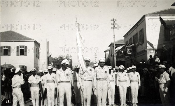 Photograph of Maccabees parading for Lord Arthur Balfour