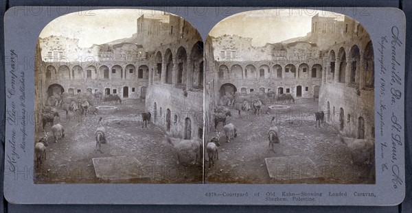 Stereograph of a Courtyard of old Kahn