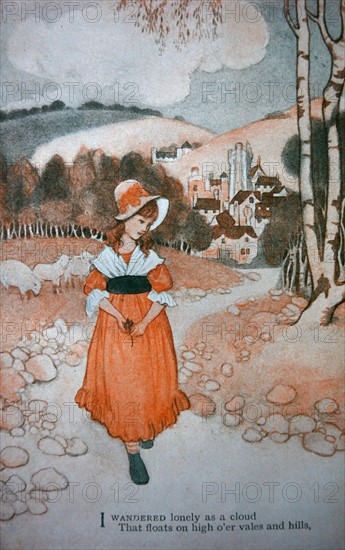 Illustration to accompany the poem 'I Wandered Lonely as a Cloud'