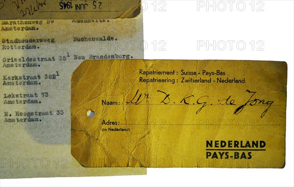 Label attached to the belongings of a Dutch Jew