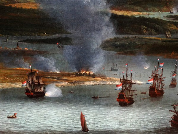 Painting titled 'Attack on Chatham'