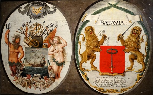 The Arms of the Dutch East India Company and of the Town of Batavia