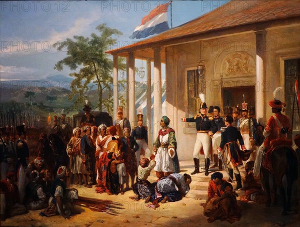 Painting depicting The submission of Diepo Negoro