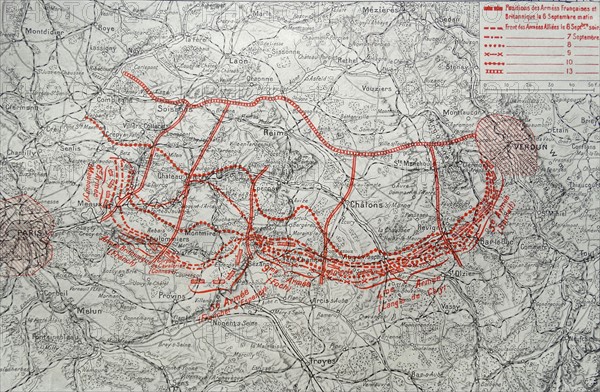 Map depicting the German advance into France after The First Battle of the Marne