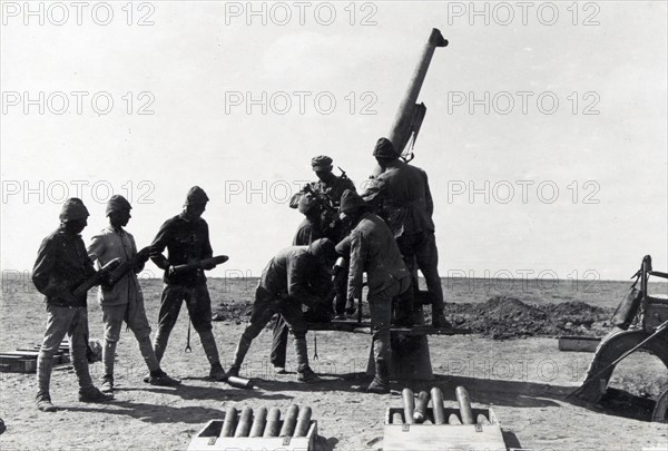 Photograph of Anti-Aircraft guns at the Battle of Tel el Khuweilfe
