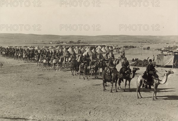Photograph of the Turkish army Camel Corps at Beersheba