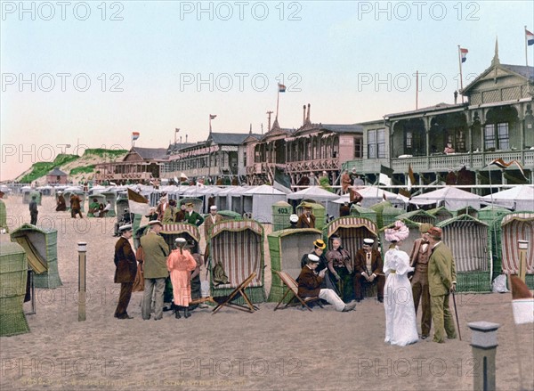 Colour Photograph of Beach Chalets in Germany