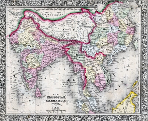 Mitchell Map of India, Tibet, China and Southeast Asia