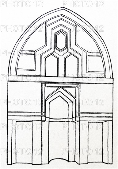 Sketch of the Mihrab wall from the tomb of Mustafa Pasha