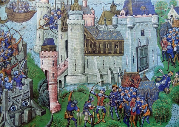Montage of the siege on the French Castle, Gironde, held by the English
