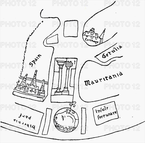 The Pillars of Hercules, as shown in a mediaeval map.