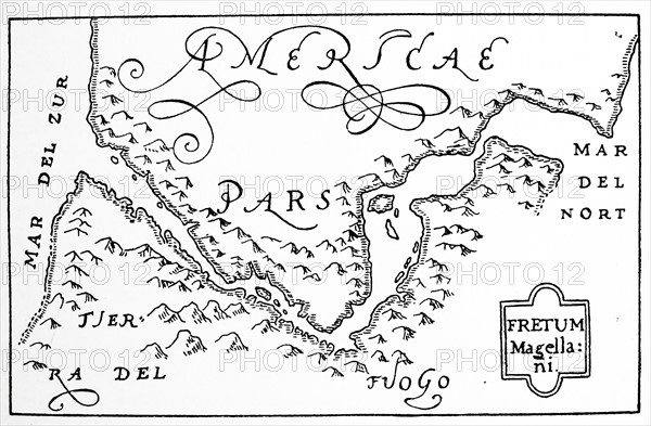 Hondius his map of Magellan strait'.