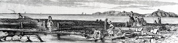 French coastal scene of women on a sea shore 1853