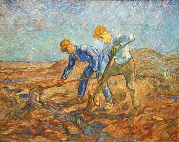 Two Peasants Digging by Vincent Van Gogh