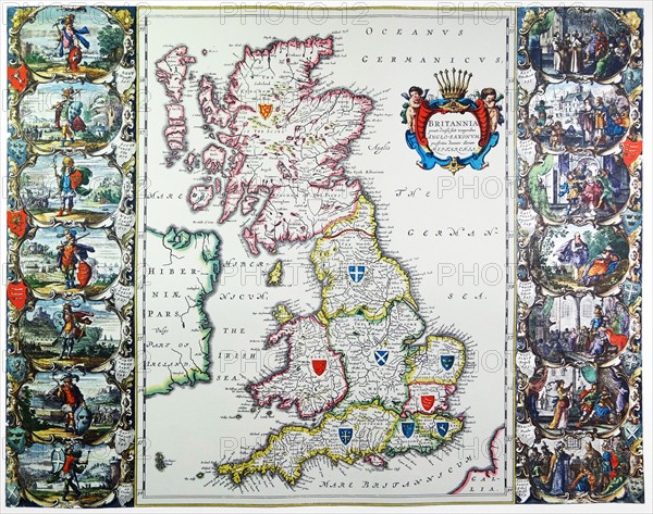 Antique map of Britain. Published 1635