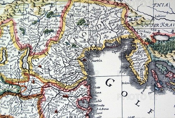 Venetia and Venice (detail) from a map of Italy 1631,