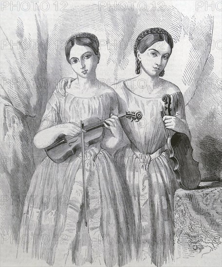 virginia and catherine Ferni, Italian Violinisists 1860