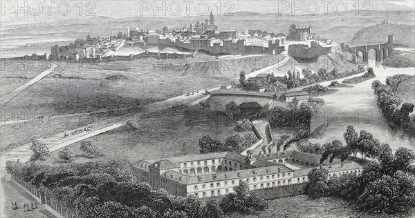 General view of Toledo; in Spain and the factory for producing knives 1860