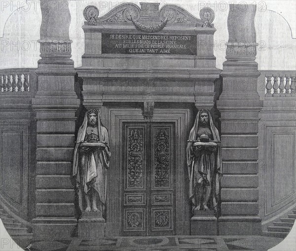 Illustration depicting the tomb of Napoléon Bonaparte within the Invalides