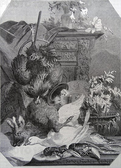 Illustration depicting a collection of dead animals