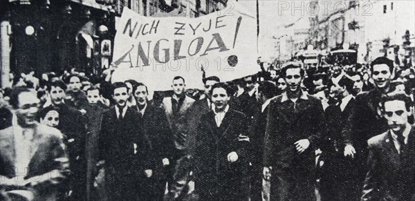 Photograph of a celebratory march in Warsaw