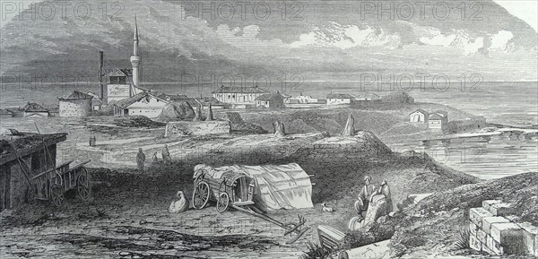 Illustration depicting a view of Danube