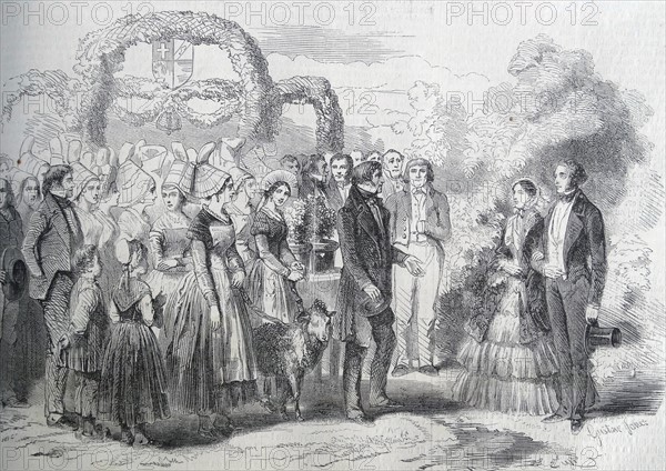 Illustration of a gentleman receiving a lady in Lower Normandy