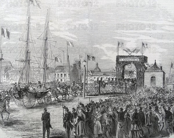 Illustration depicting the entrance of an Empress into Dieppe