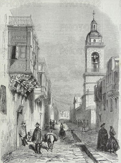 Illustration of a street scene in San-Pedro à lima