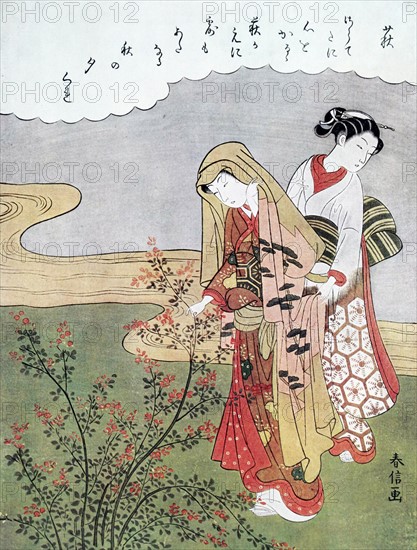 Young Lady and Maid, c1745-1770.Artist: Suzuki Harunobu. 18th Century Japanese