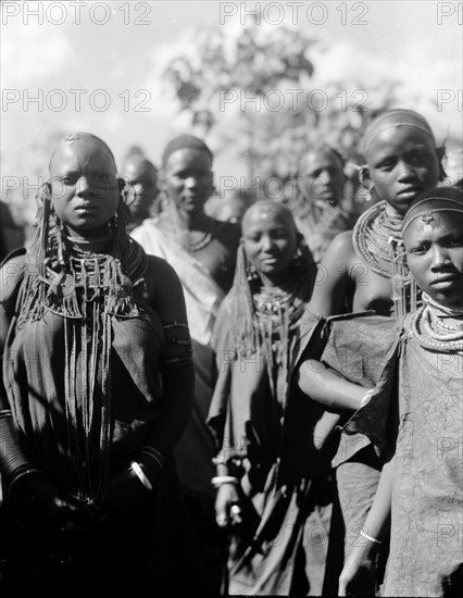 Tanganyika (Tanzania). Arusha. Masai girls and women at the wedding 1936