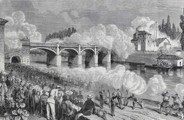 Illustration depicting the attack and capture of the Bridge of Château