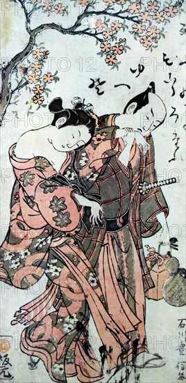 Theatre scene by Ishikawa Toyonobu (1711 - 1785) a Japanese ukiyo-e print artist.