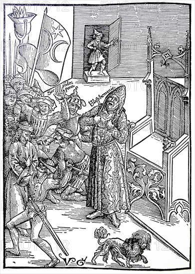 Christ before Caiaphas; Caiaphas; illustration to 'Passio Domini Nostri Jesu Christi ', 1507