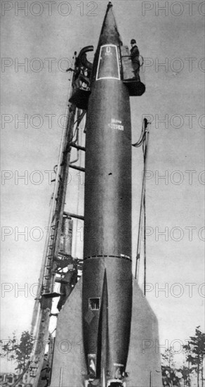 Photograph of a German rocket launcher ready for use