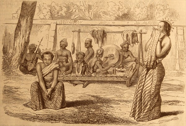 Engraving depicting a dance on Java Island