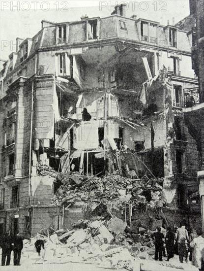 Photograph of a building in Paris after an air-raid attack by Nazis