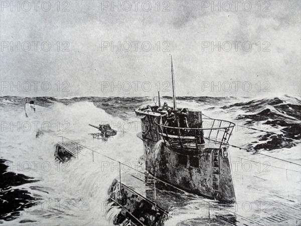 German submarine on enemy patrol in the Atlantic 1941